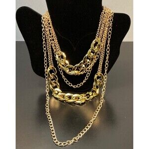 Chunky Gold Tone Thick Chain Necklace New Gift Women Teen Mom Acrylic